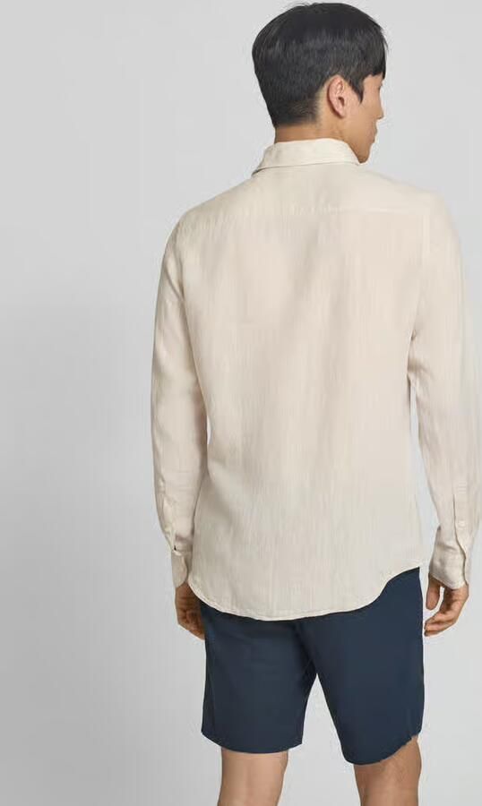 Profuomo regular fit linnen overhemd met kentkraag - Foto 3