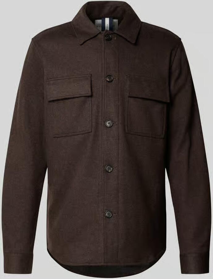 Profuomo Regular fit overhemdjack met kentkraag en borstzakken - Foto 3