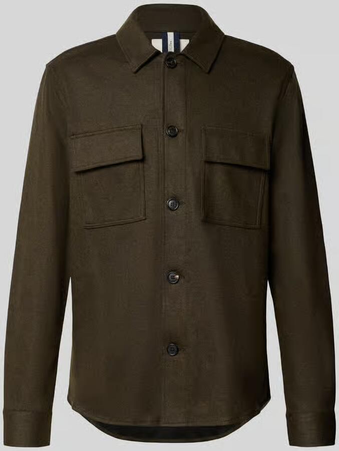 Profuomo Regular fit overhemdjack met kentkraag en borstzakken - Foto 3