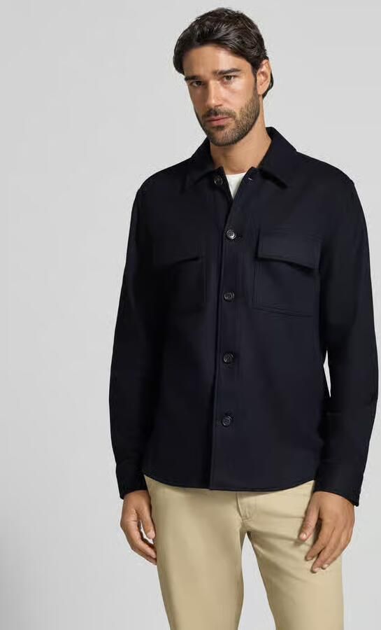 Profuomo Regular fit overhemdjack met kentkraag en borstzakken - Foto 6