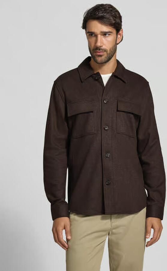Profuomo Regular fit overhemdjack met kentkraag en borstzakken - Foto 4