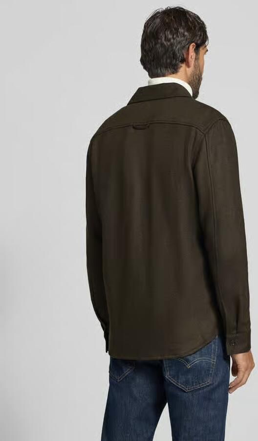 Profuomo Regular fit overhemdjack met kentkraag en borstzakken - Foto 4