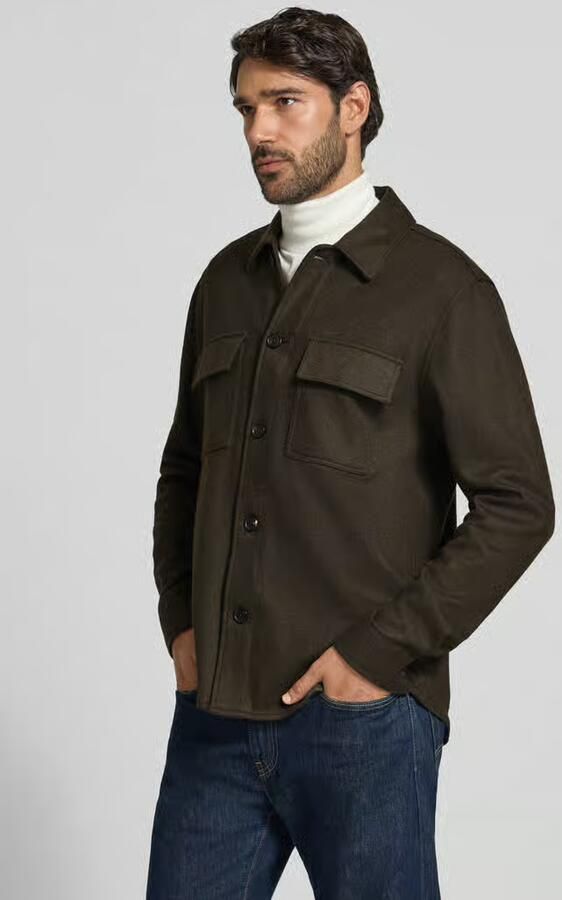 Profuomo Regular fit overhemdjack met kentkraag en borstzakken - Foto 5