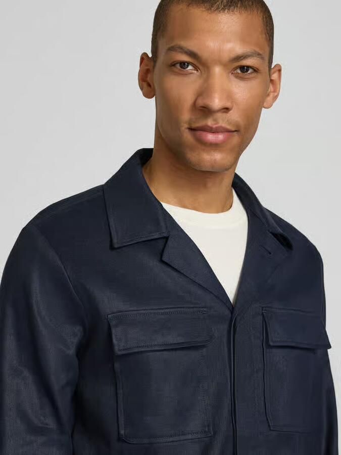 Profuomo regular fit overhemdjack van linnenmix met borstzakken - Foto 5