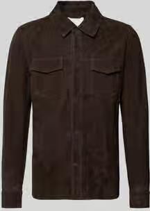 Profuomo regular fit overshirt van geitenleer