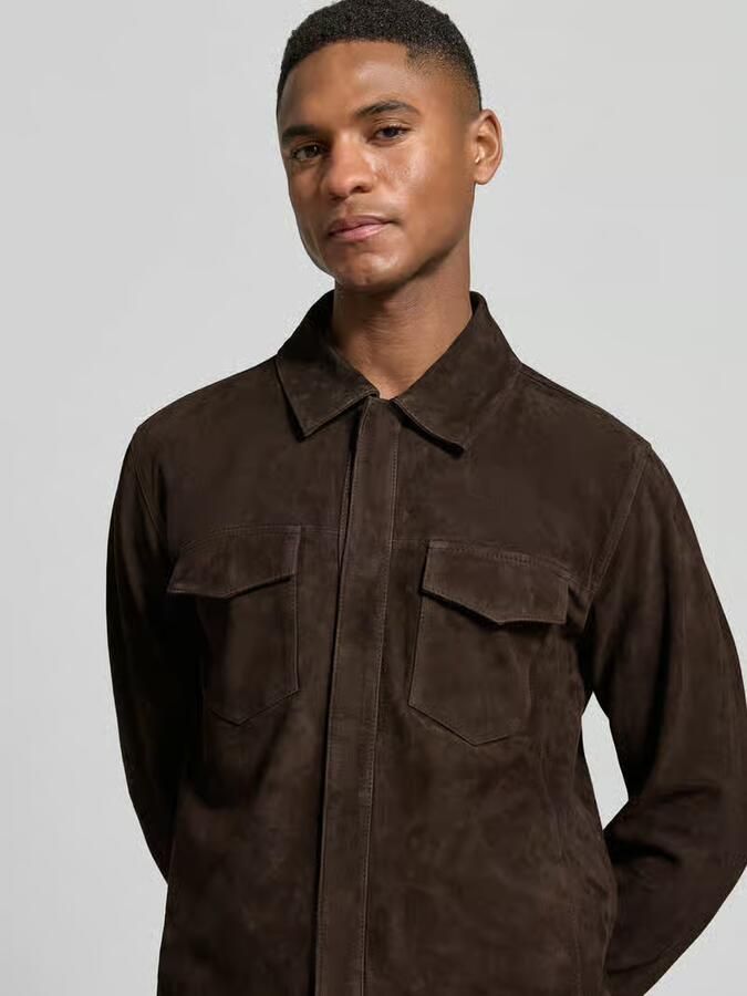 Profuomo regular fit overshirt van geitenleer