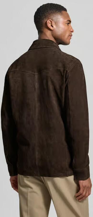 Profuomo regular fit overshirt van geitenleer - Foto 3