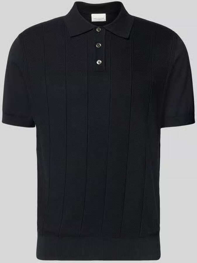 Profuomo Polo Shirt Korte Mouw Poloshirt Drop Needle Structure Navy - Foto 2