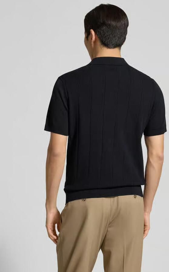 Profuomo Polo Shirt Korte Mouw Poloshirt Drop Needle Structure Navy - Foto 4