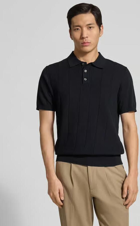 Profuomo Polo Shirt Korte Mouw Poloshirt Drop Needle Structure Navy - Foto 6