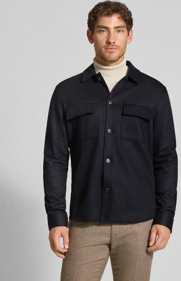 PROFUOMO Heren Overshirts Overshirt Cutaway Knitted Donkerblauw - Foto 9