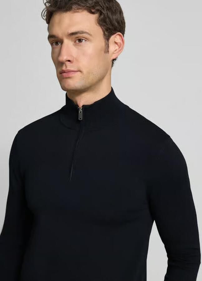 PROFUOMO Heren Truien & Vesten Half Zip Luxury Basic Donkerblauw - Foto 9