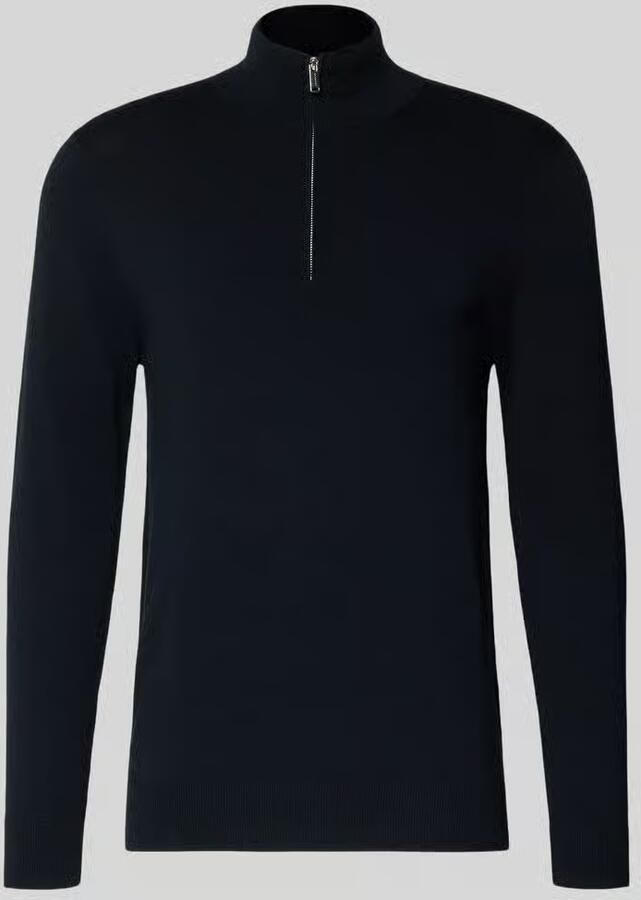 PROFUOMO Heren Truien & Vesten Half Zip Luxury Basic Donkerblauw - Foto 8