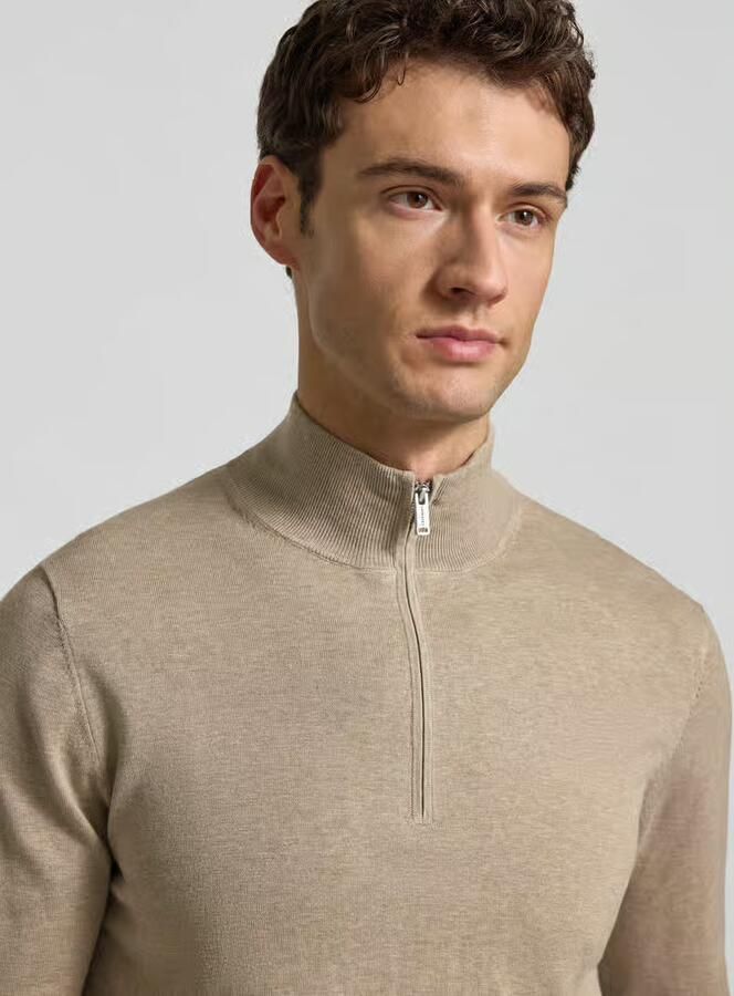 Profuomo Slim fit gebreide pullover met zijde en ritssluiting - Foto 8