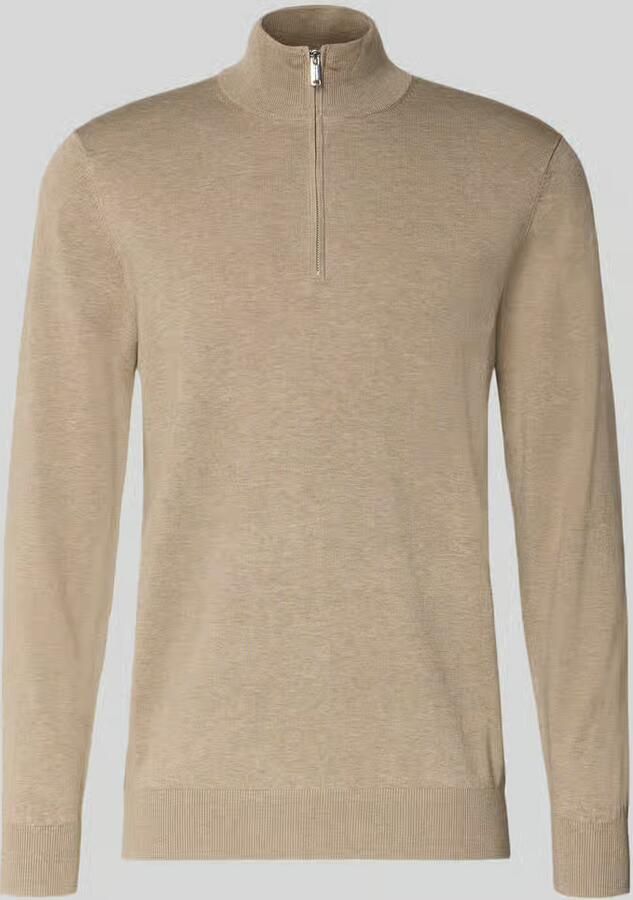 Profuomo Slim fit gebreide pullover met zijde en ritssluiting - Foto 7