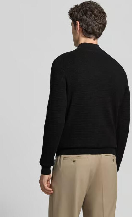 Profuomo Slim fit gebreide pullover van katoenmix met schipperskraag - Foto 3