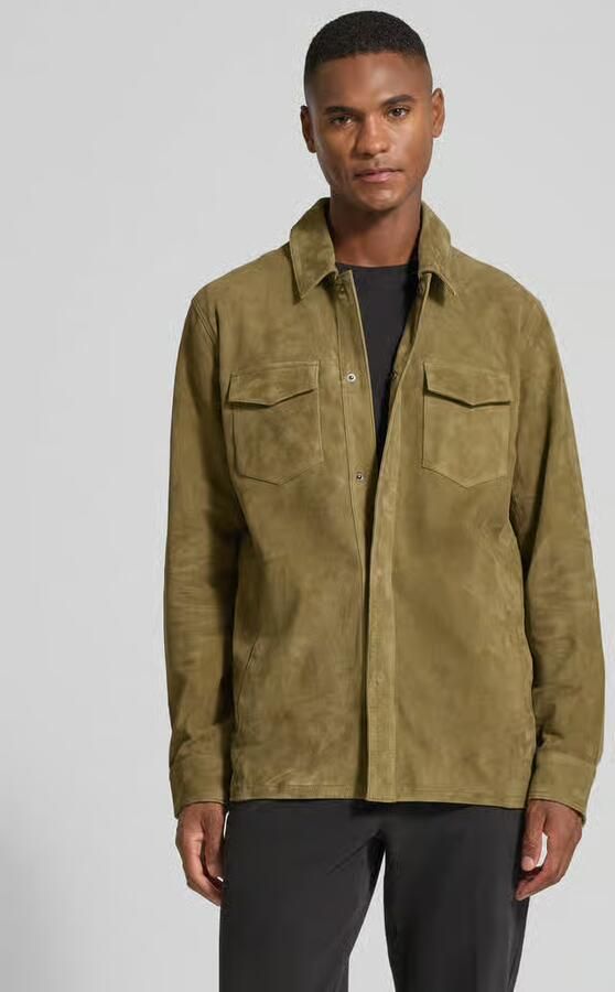 Profuomo Slim fit overhemdjack van echt geitenleer model 'Overshirt' - Foto 2