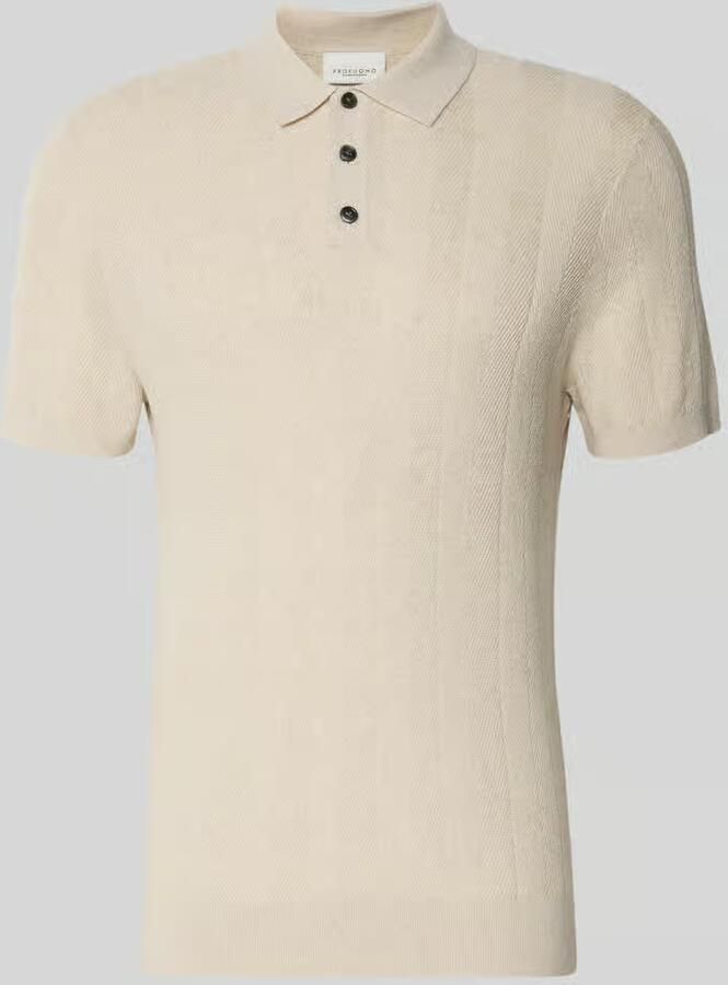 Profuomo regular polo met linnen fijn gebreid ecru - Foto 8