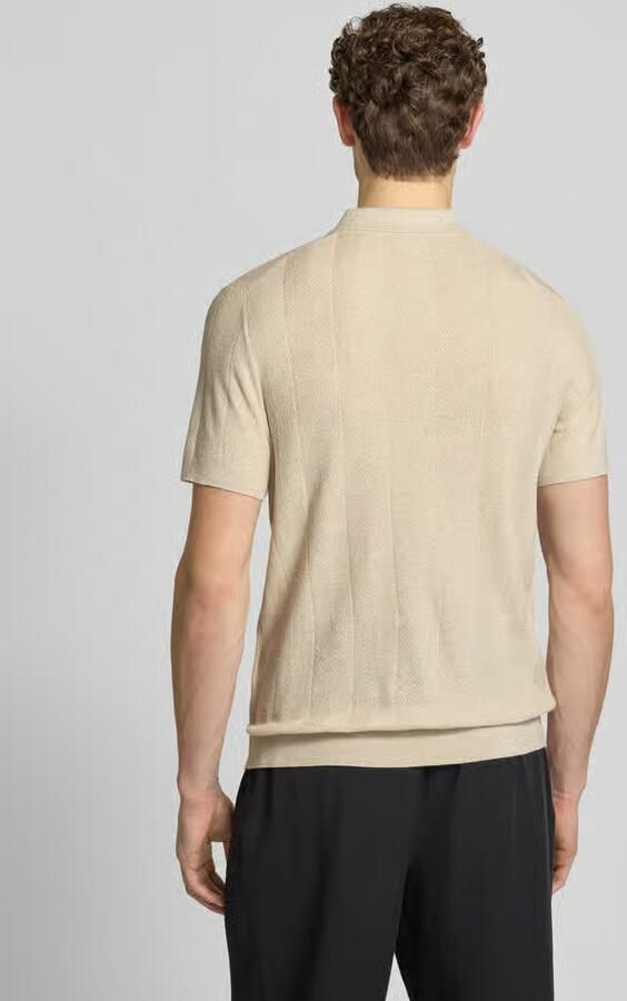 Profuomo regular polo met linnen fijn gebreid ecru - Foto 7