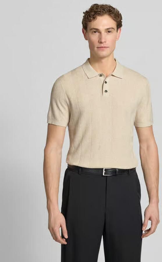 Profuomo regular polo met linnen fijn gebreid ecru - Foto 10