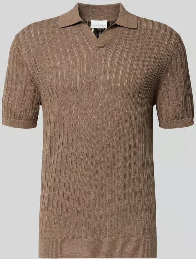 Profuomo slim fit poloshirt van mix van katoen en linnen - Foto 2