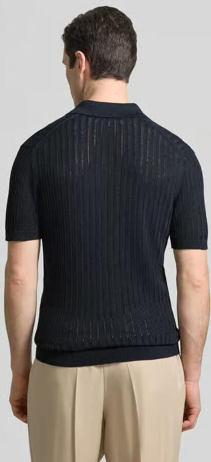 Profuomo slim fit poloshirt van mix van katoen en linnen