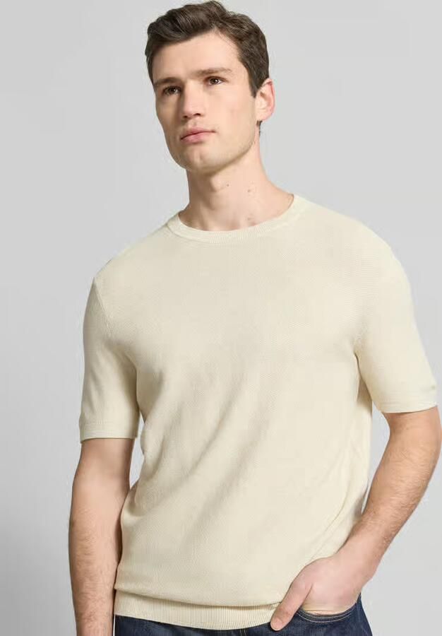 Profuomo T-shirt van katoenen-linnenmix