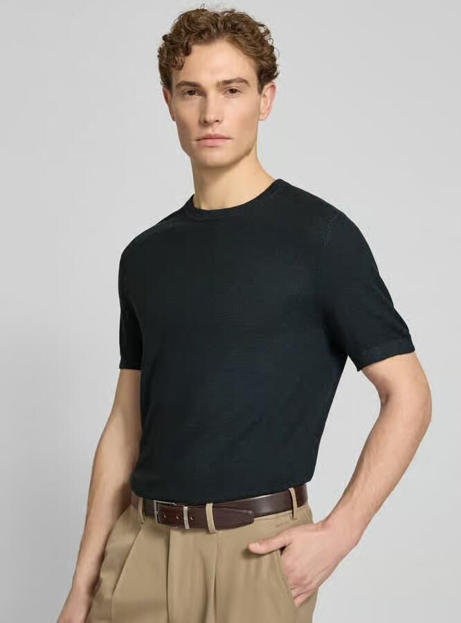 Profuomo T-shirt van katoenen-linnenmix