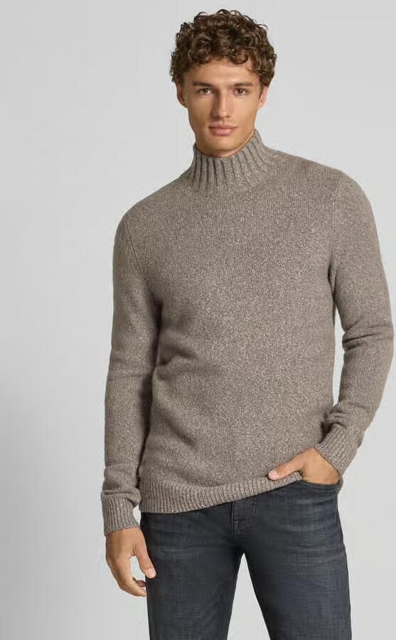 PROFUOMO Heren Truien & Vesten Pullover Mock Neck Boiled Wool Bruin - Foto 6
