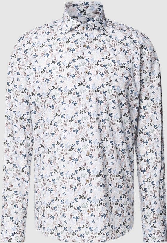 Profuomo Zakelijk overhemd met bloemenmotief