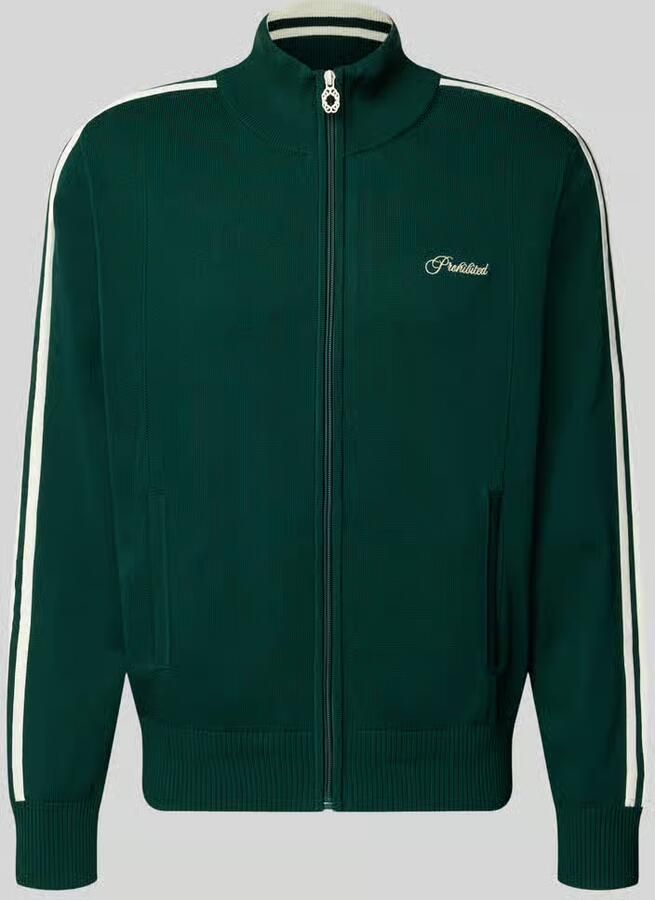 PROHIBITED Gebreid jack met labelstitching model 'VARSITY'