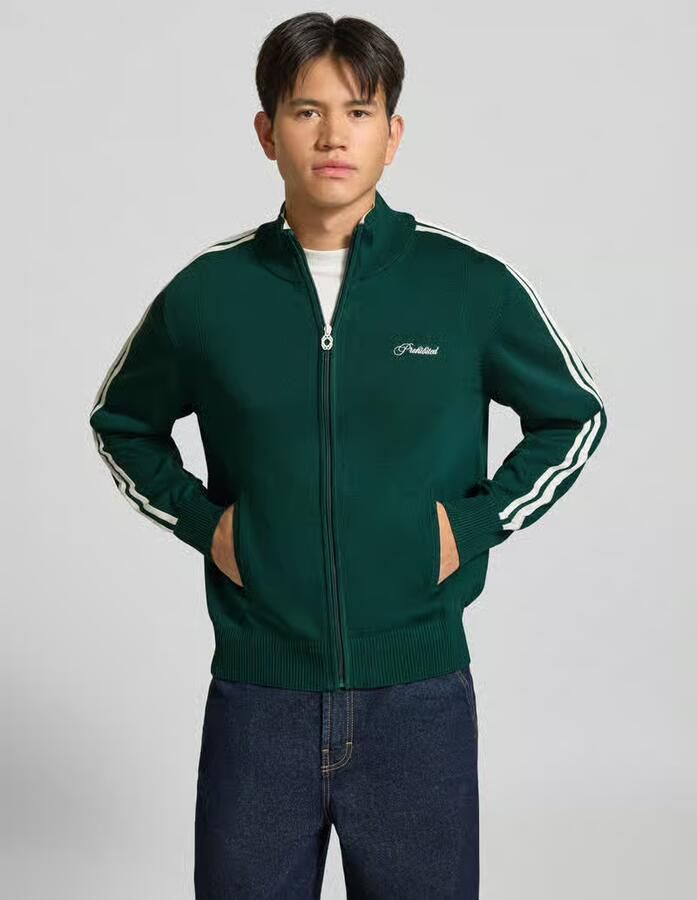 PROHIBITED Gebreid jack met labelstitching model 'VARSITY' - Foto 3