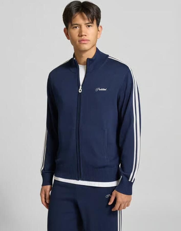 PROHIBITED Gebreid jack met labelstitching model 'VARSITY' - Foto 2