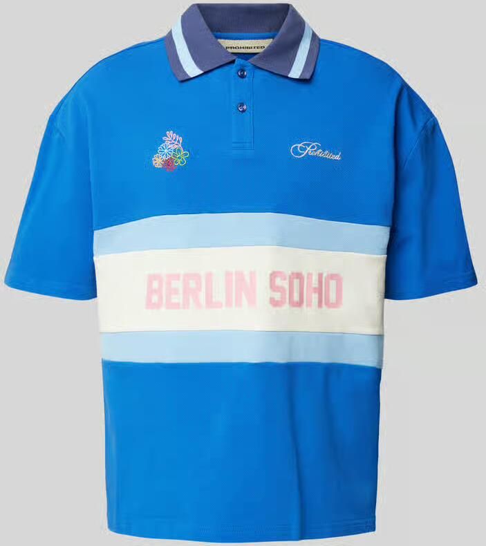 PROHIBITED Regular fit poloshirt met labelprint - Foto 3