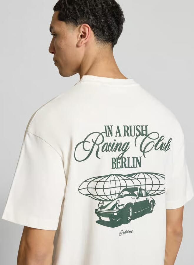 PROHIBITED regular fit T-shirt van puur katoen model 'IN A RUSH' - Foto 2