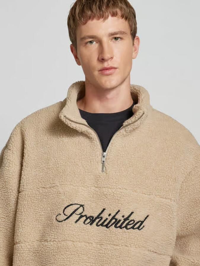 PROHIBITED Regular Fit troyer van teddyfleece model 'Woodford' - Foto 2