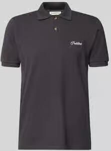 PROHIBITED slim fit poloshirt met labelstitching model 'Hampton'
