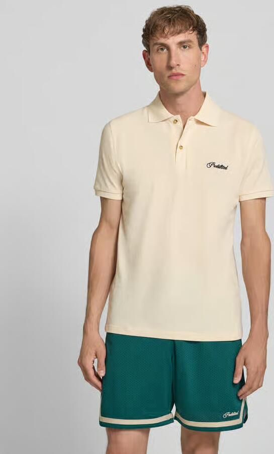 PROHIBITED slim fit poloshirt met labelstitching model 'Hampton' - Foto 2