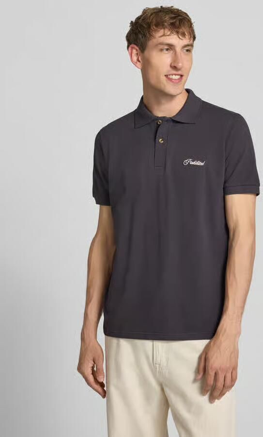 PROHIBITED slim fit poloshirt met labelstitching model 'Hampton' - Foto 3