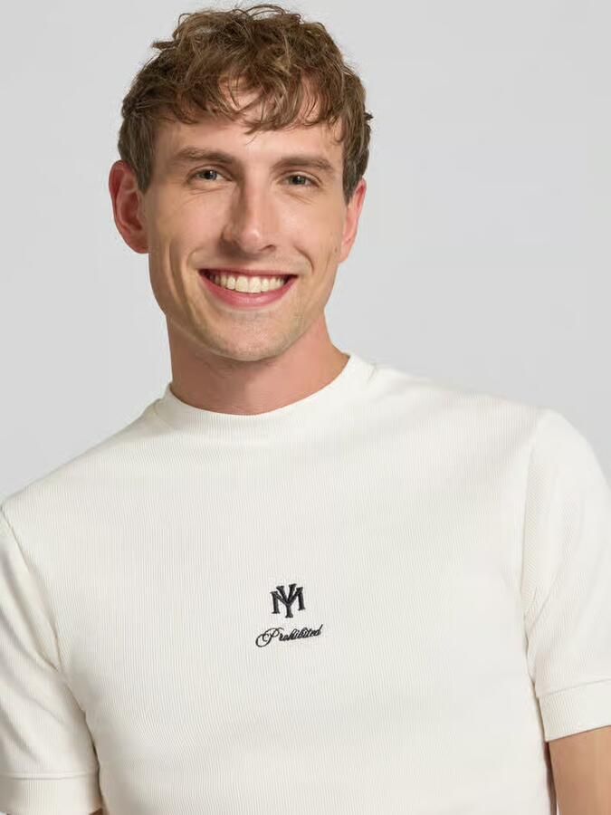 PROHIBITED slim fit T-shirt met labelstitching