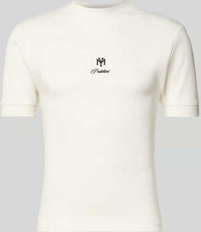 PROHIBITED slim fit T-shirt met labelstitching - Foto 2