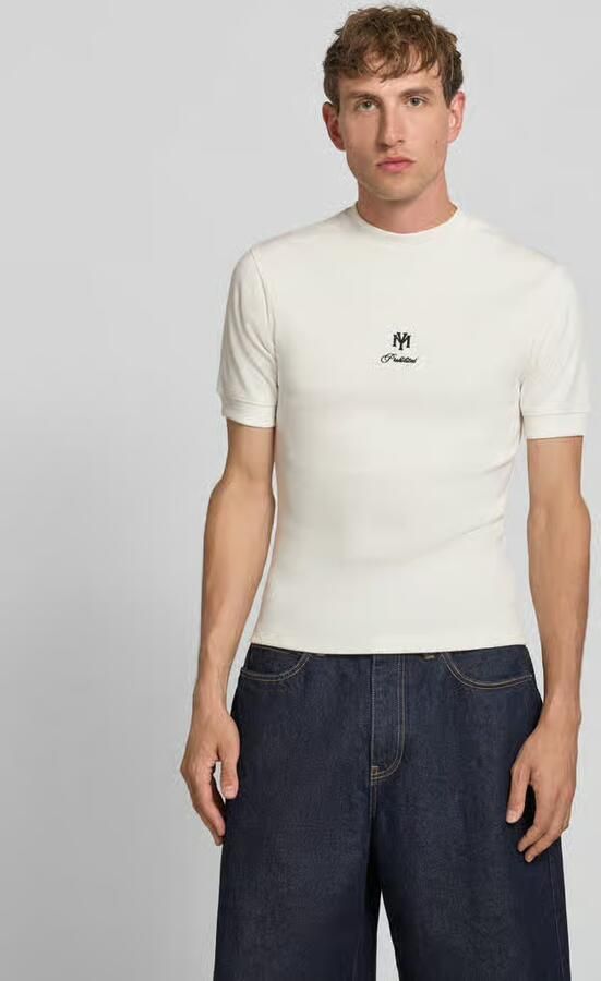 PROHIBITED slim fit T-shirt met labelstitching - Foto 3