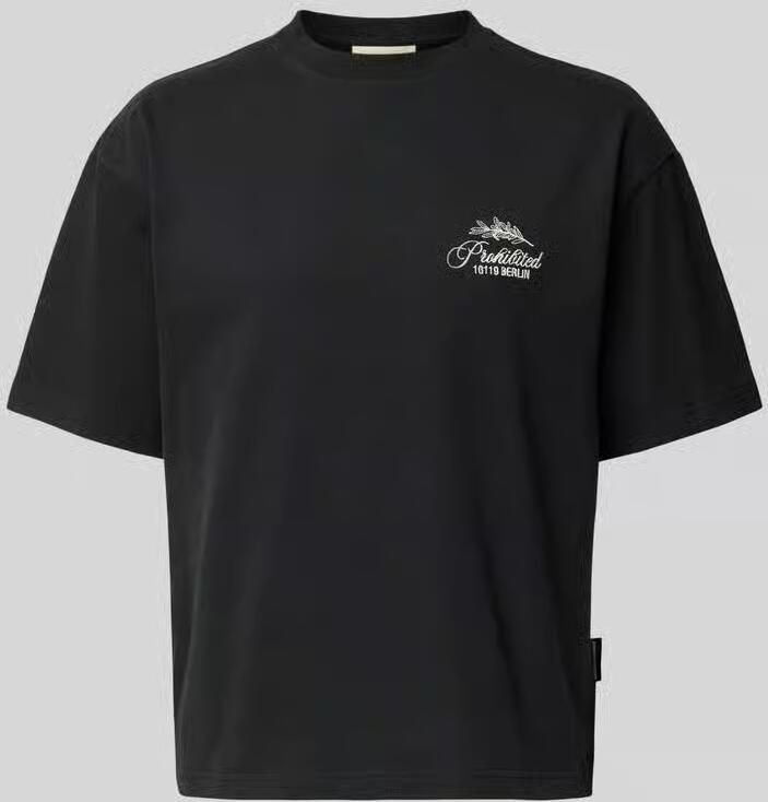 PROHIBITED T-shirt met label-stitchings en ronde halsuitsnijding