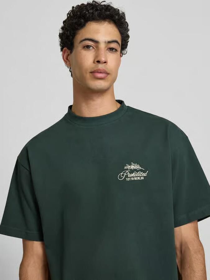PROHIBITED T-shirt met label-stitchings en ronde halsuitsnijding - Foto 2