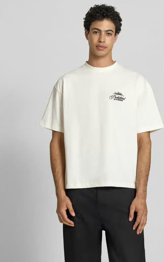 PROHIBITED T-shirt met label-stitchings en ronde halsuitsnijding - Foto 3