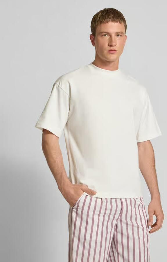 PROHIBITED T-shirt met labelstitching en ronde hals