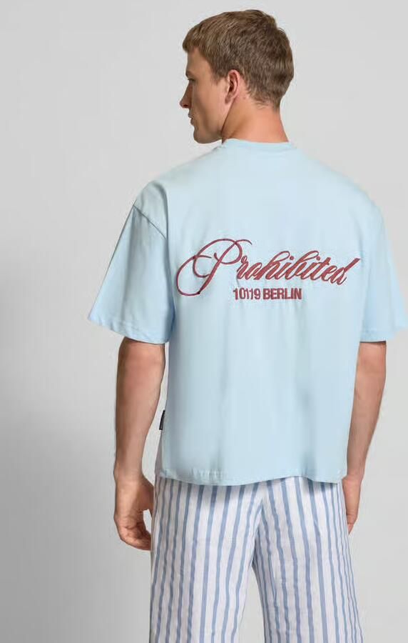 PROHIBITED T-shirt met labelstitching en ronde hals - Foto 2