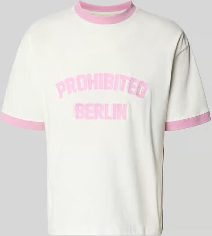 PROHIBITED T-shirt met labelstitching model 'Rush' - Foto 3