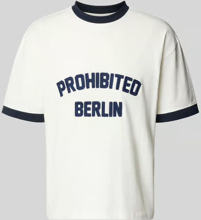 PROHIBITED T-shirt met labelstitching model 'Rush'