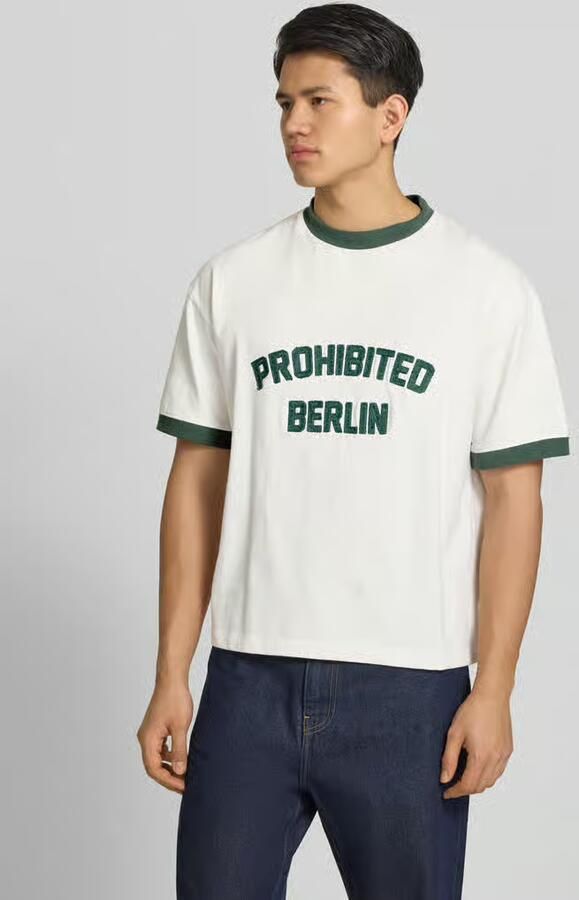 PROHIBITED T-shirt met labelstitching model 'Rush' - Foto 3